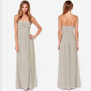 Lulus | Exclusive Royal Engagement Strapless Light Grey Maxi Dress